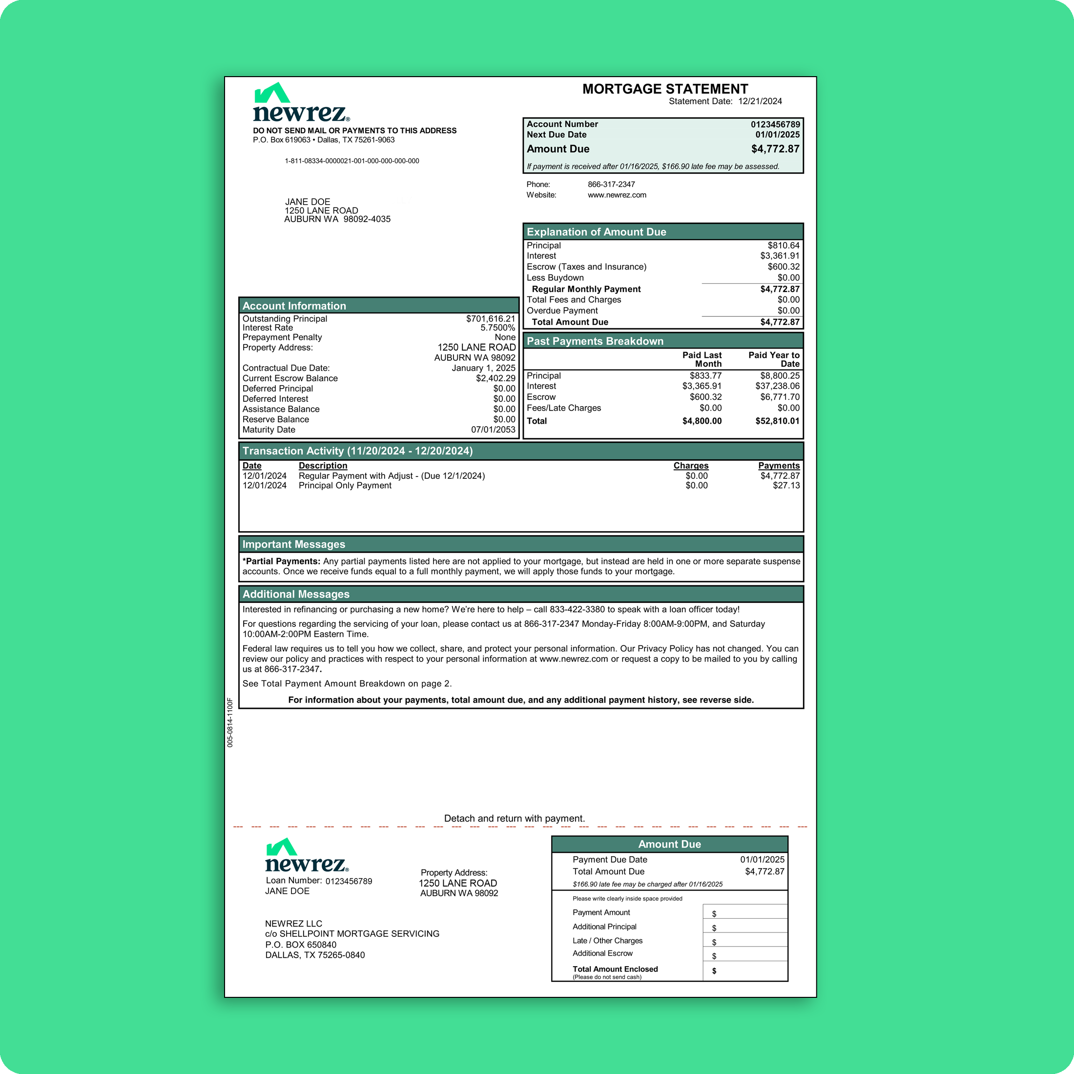 Newrez Mortgage Statement